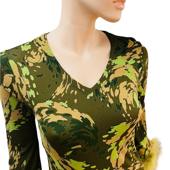 Lorena Conti Paris Niki Top Blouse w/ Feathers Small 100% Viscose Made in France - Picture 3 of 12